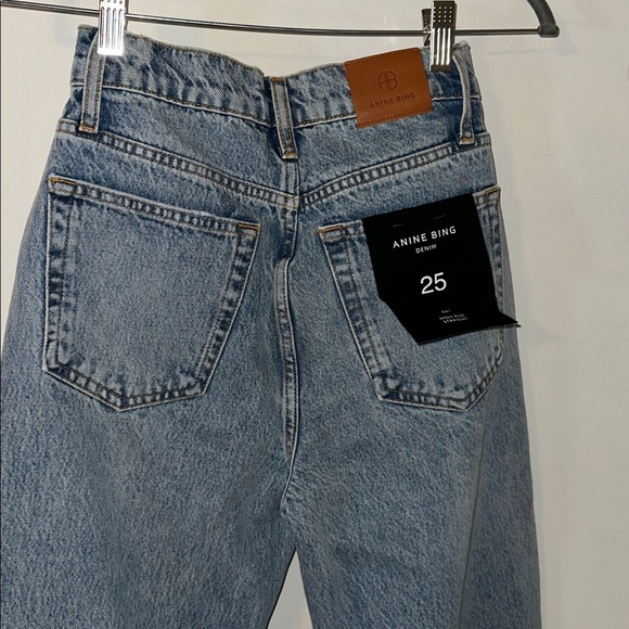 Anine Bing x Helena Christensen Light Blue Acid Wash Straight Leg Kat Jeans 25 - Picture 8 of 13